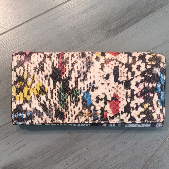 Handbags - Full-size wallet with snakeskin print leather.
